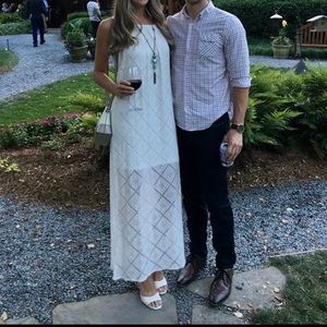 White maxi dress - sheer overlay